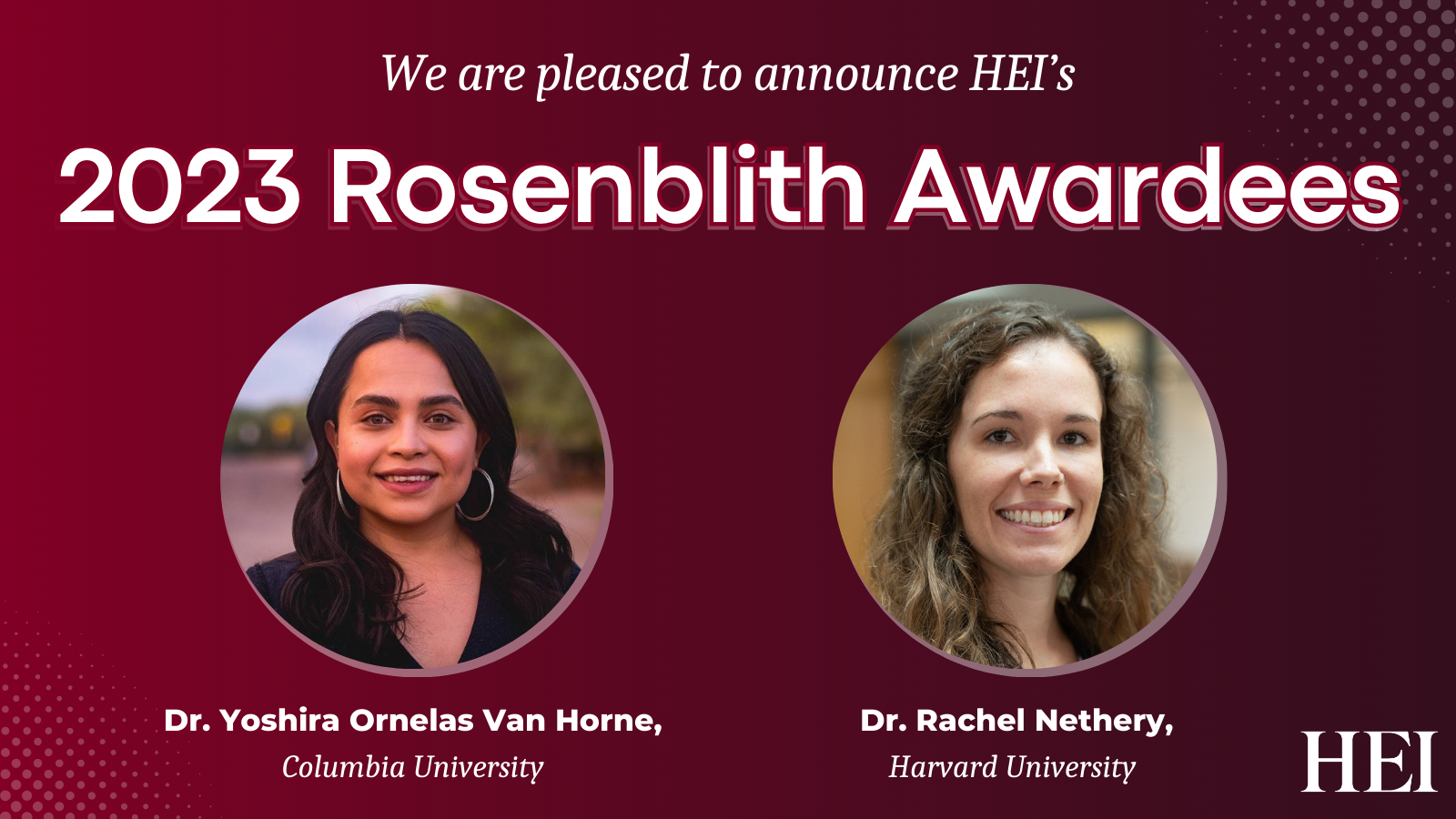 2023 HEI Rosenblith Awardees